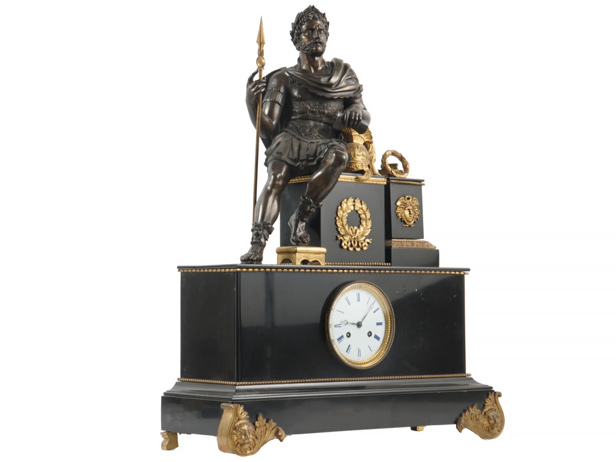 ANTIQUE FRENCH 19TH C. GILT BRONZE MANTEL CLOCK PIC-0